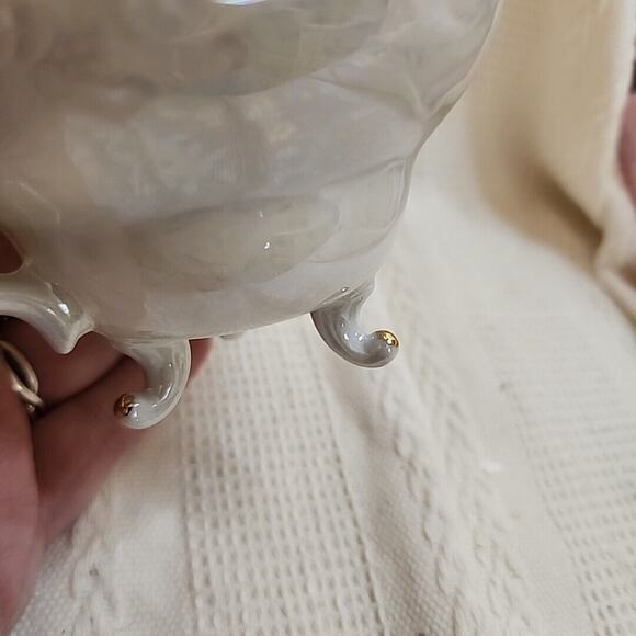 VTG Del Mar Japan Lustreware  Cup and Saucer Footed 24K Gold Trim Pastoral scene - Picture 14 of 14